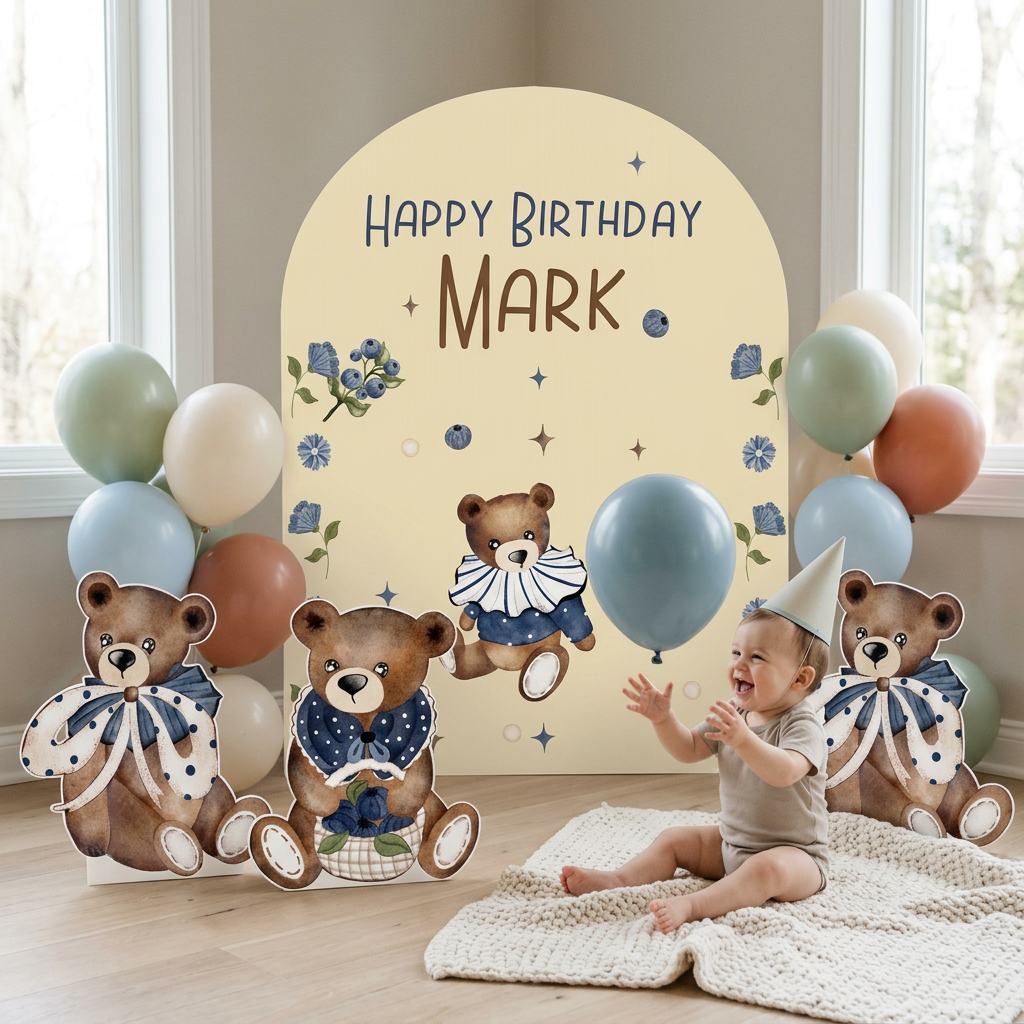 Teddy Bear Birthday Backdrop Set - display 6