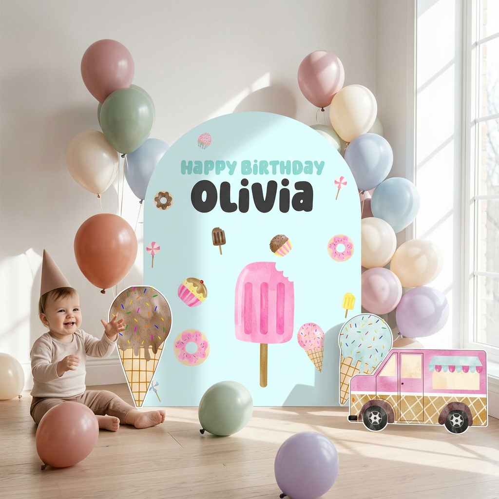 Ice Cream Birthday Backdrop Set - display 6