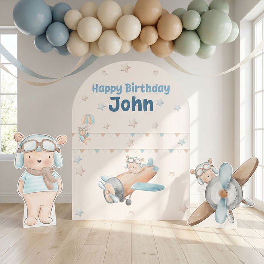 Vintage Airplane Birthday Backdrop Set - display 1