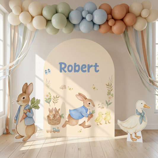 Cottage Garden Bunny Birthday Backdrop Set - display 1