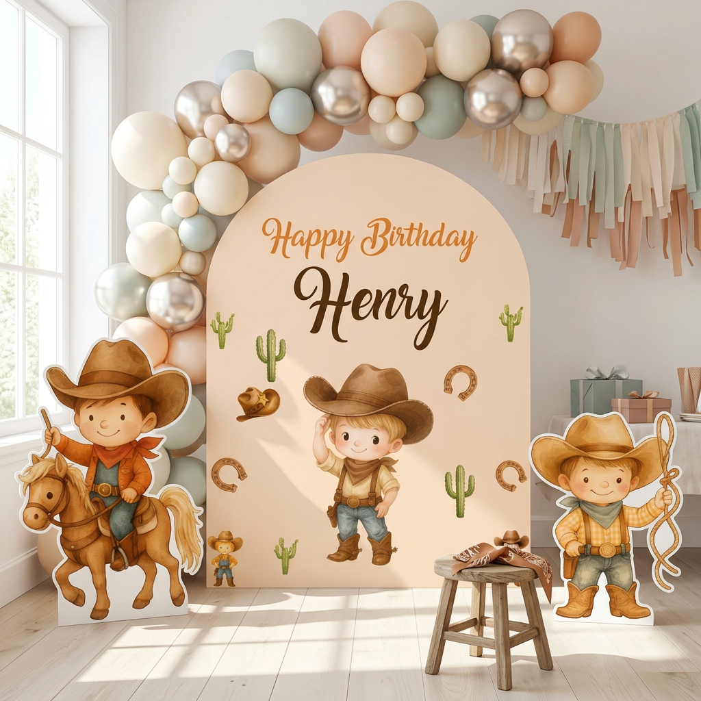 Cowboy Birthday Backdrop Set - display 1