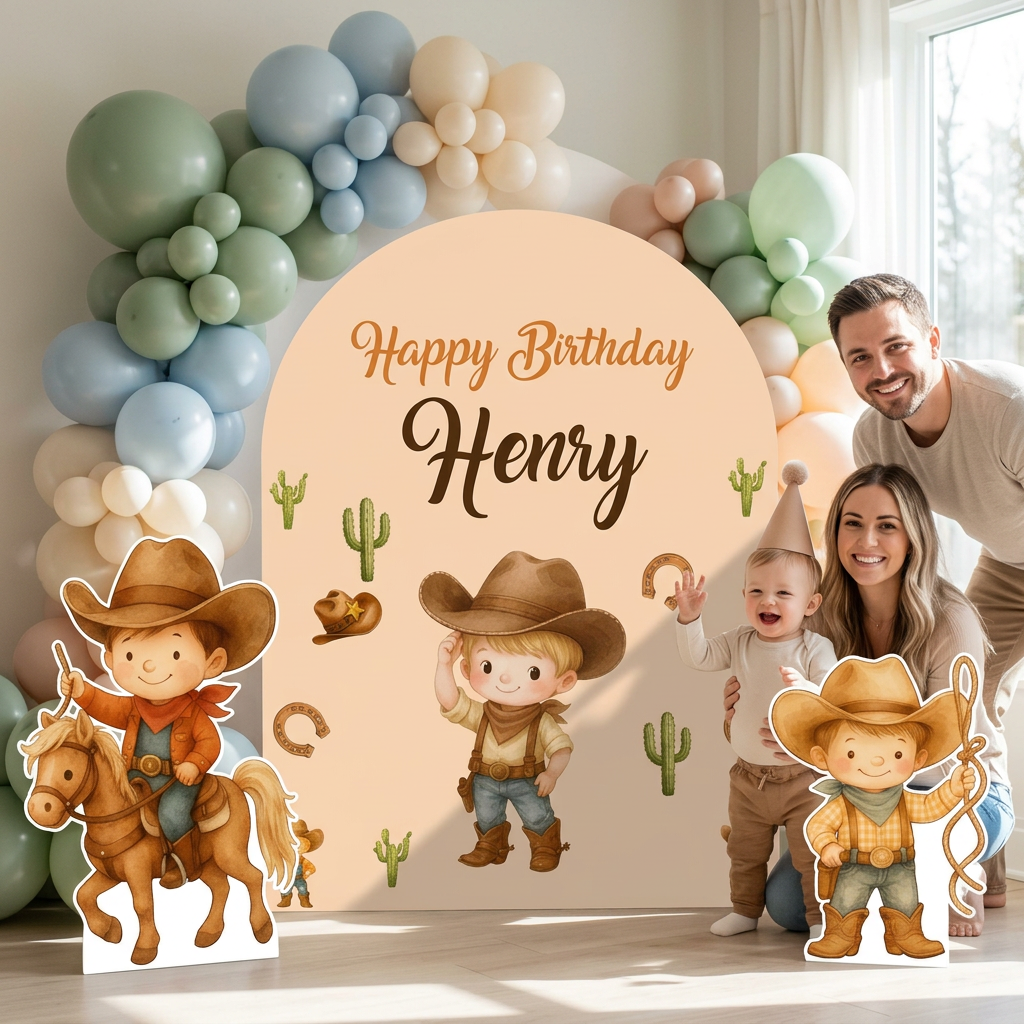 Cowboy Birthday Backdrop Set - display 3
