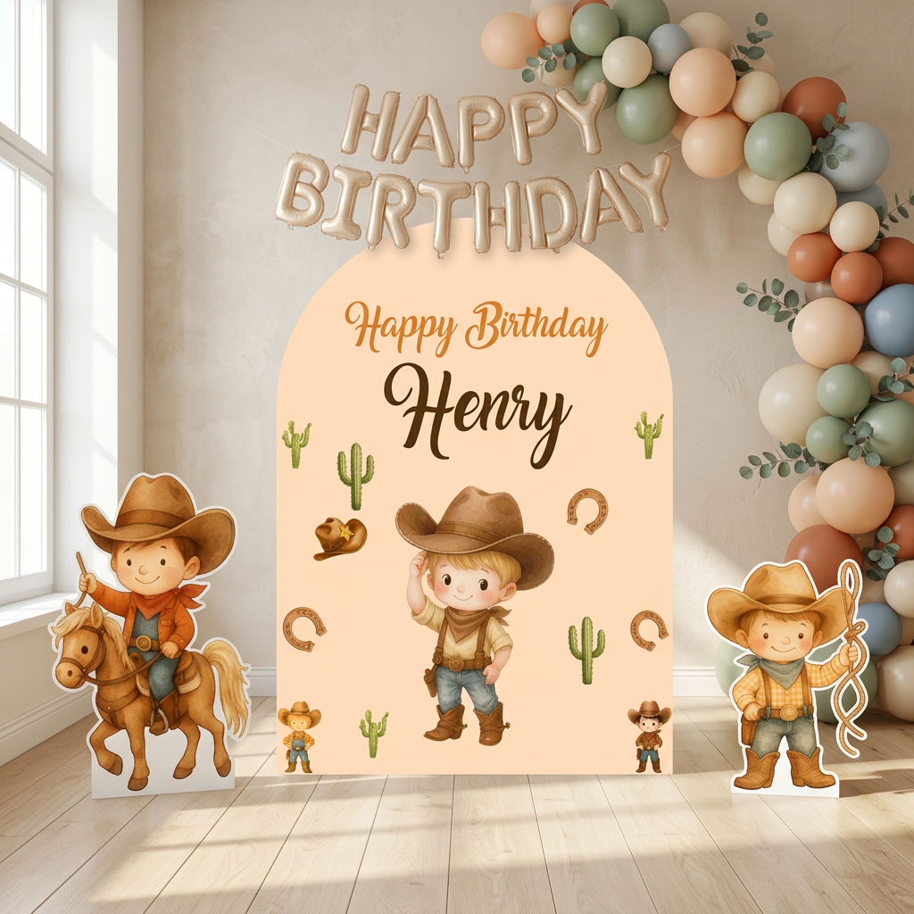 Cowboy Birthday Backdrop Set - display 4