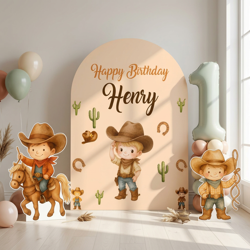 Cowboy Birthday Backdrop Set - display 5