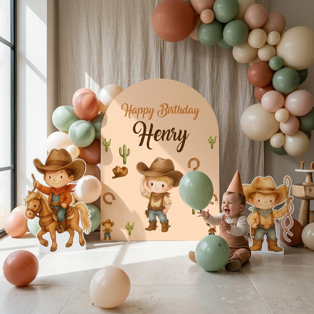 Cowboy Birthday Backdrop Set - display 6