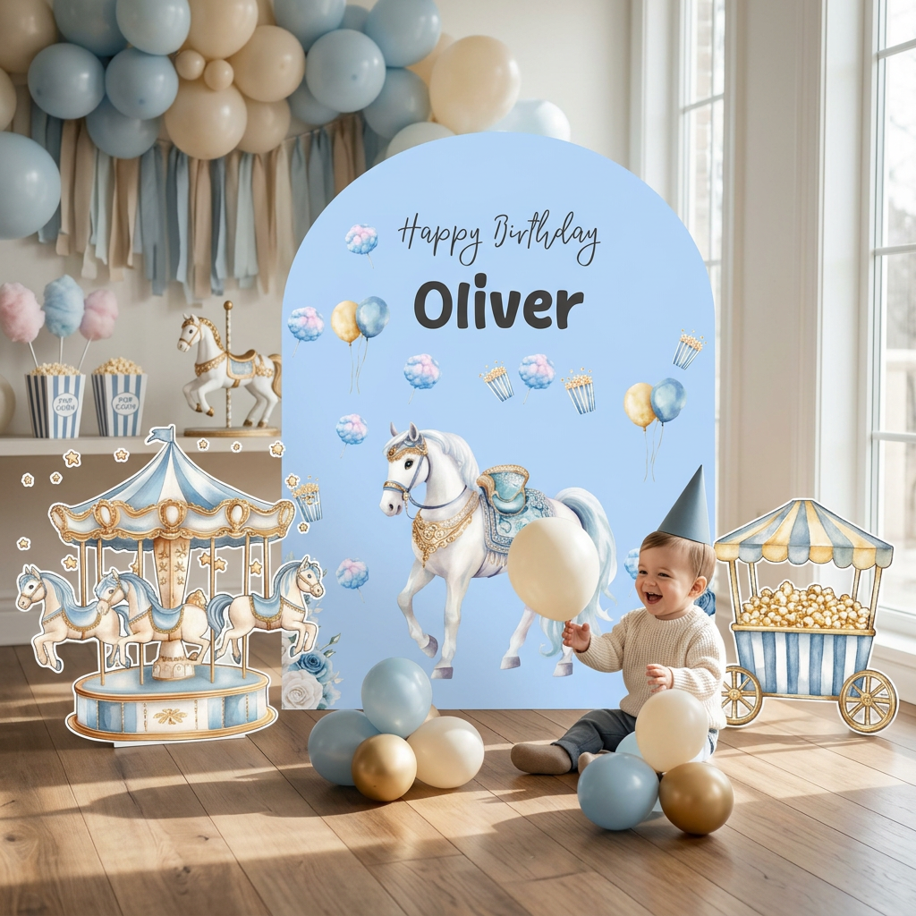 Carousel Birthday Backdrop Set - display 6