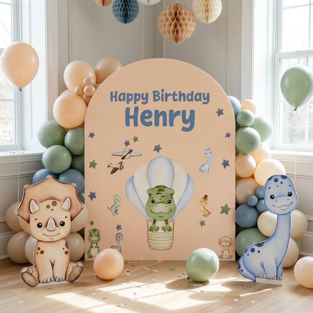 Baby Dinosaur Birthday Backdrop Set - display 2