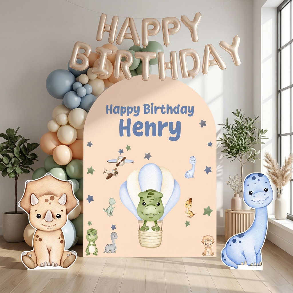 Baby Dinosaur Birthday Backdrop Set - display 4