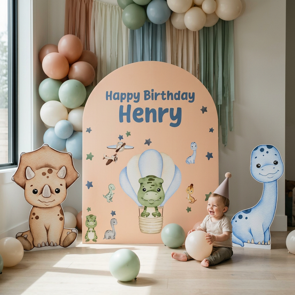 Baby Dinosaur Birthday Backdrop Set - display 6