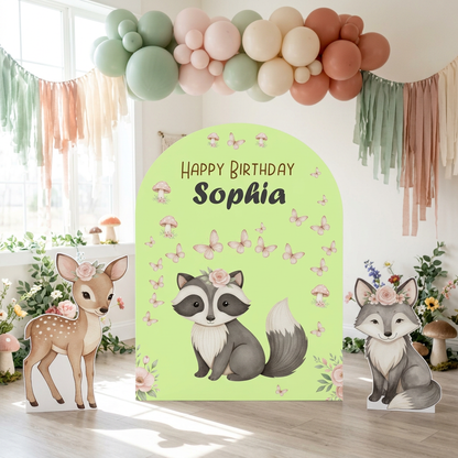 Woodland Animals Birthday Backdrop Set - display 1