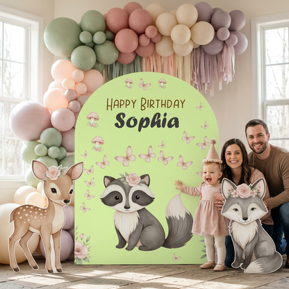 Woodland Animals Birthday Backdrop Set - display 3