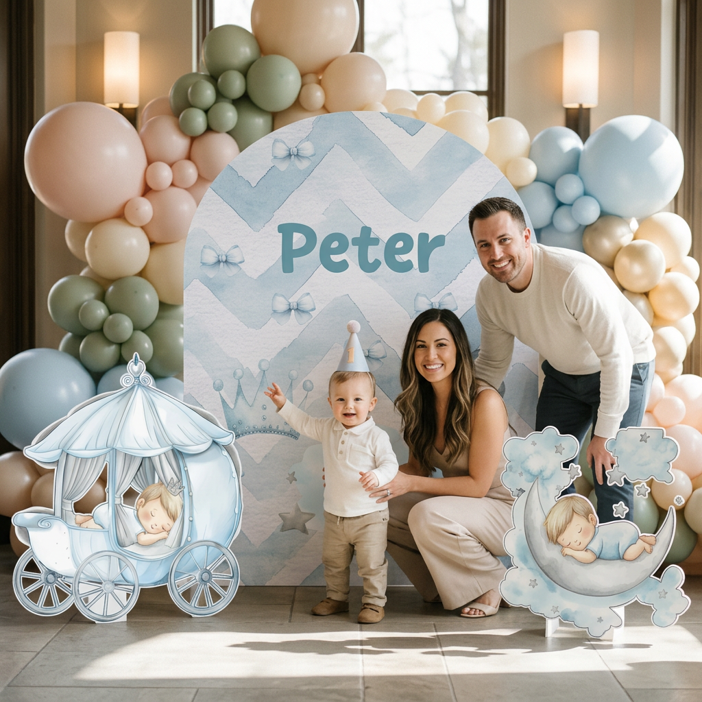 Royal Baby Boy Birthday Backdrop Set - display 3