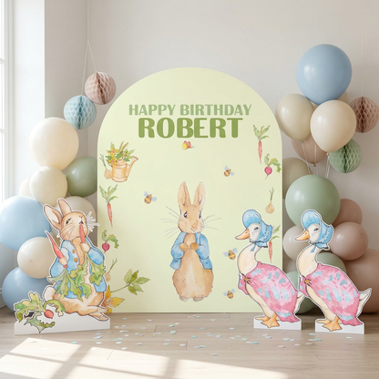 Blue Garden Bunny Birthday Backdrop Set - display 2