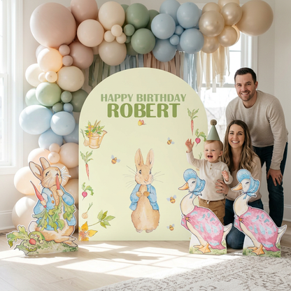 Blue Garden Bunny Birthday Backdrop Set - display 3