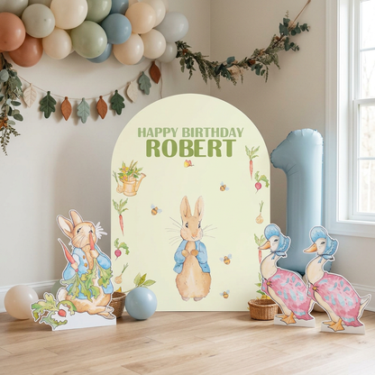 Blue Garden Bunny Birthday Backdrop Set - display 5