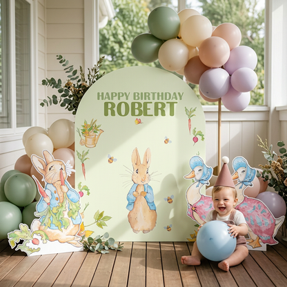 Blue Garden Bunny Birthday Backdrop Set - display 6