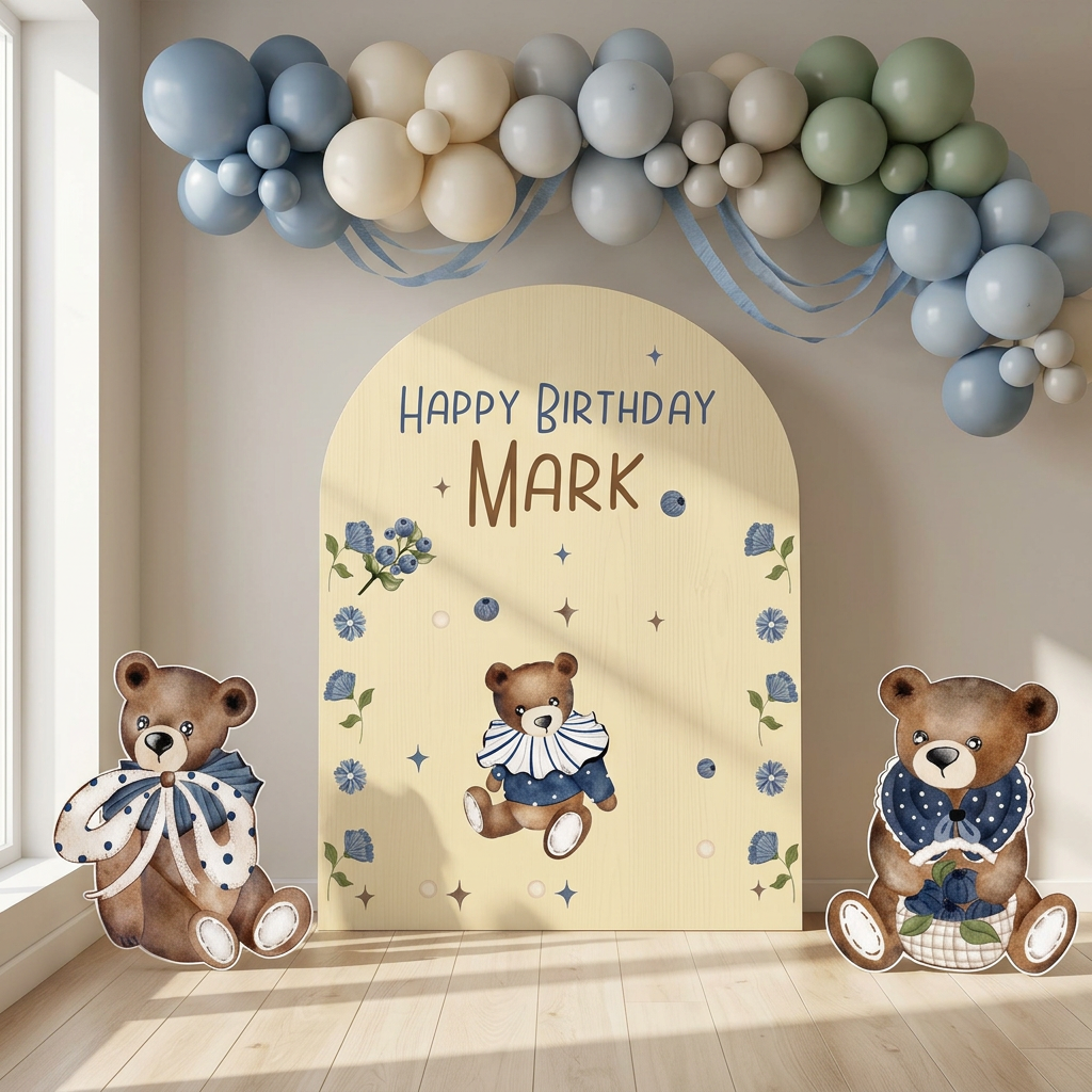 Teddy Bear Birthday Backdrop Set - display 1