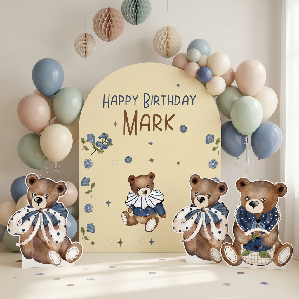 Teddy Bear Birthday Backdrop Set - display 2