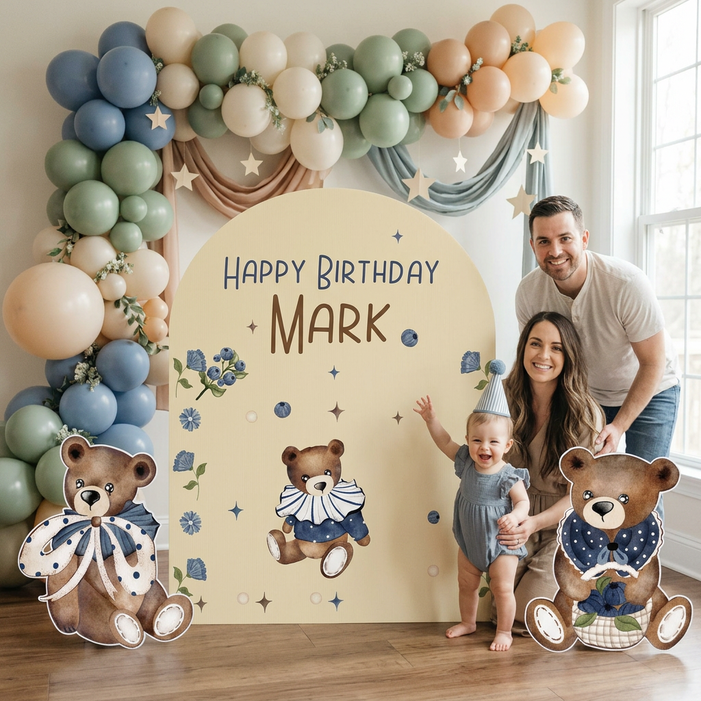 Teddy Bear Birthday Backdrop Set - display 3