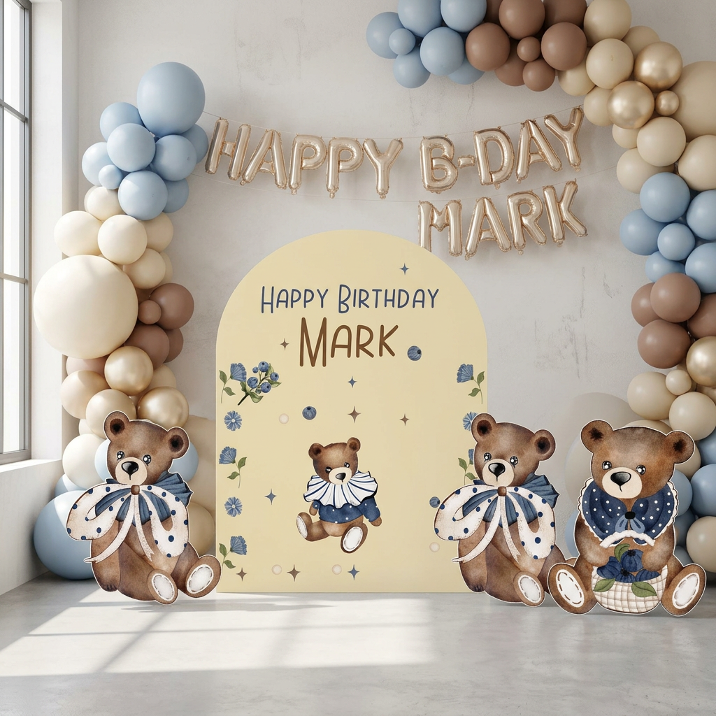 Teddy Bear Birthday Backdrop Set - display 4