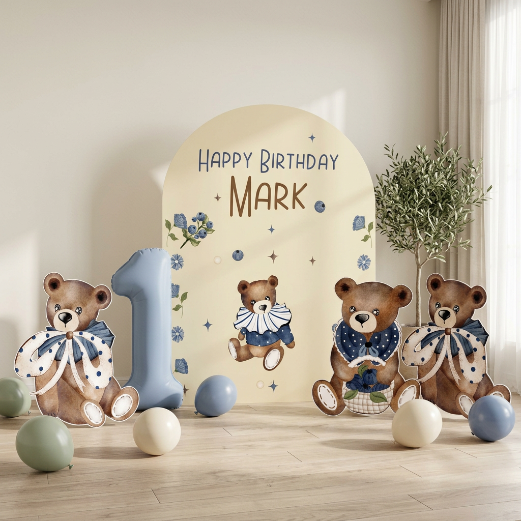 Teddy Bear Birthday Backdrop Set - display 5