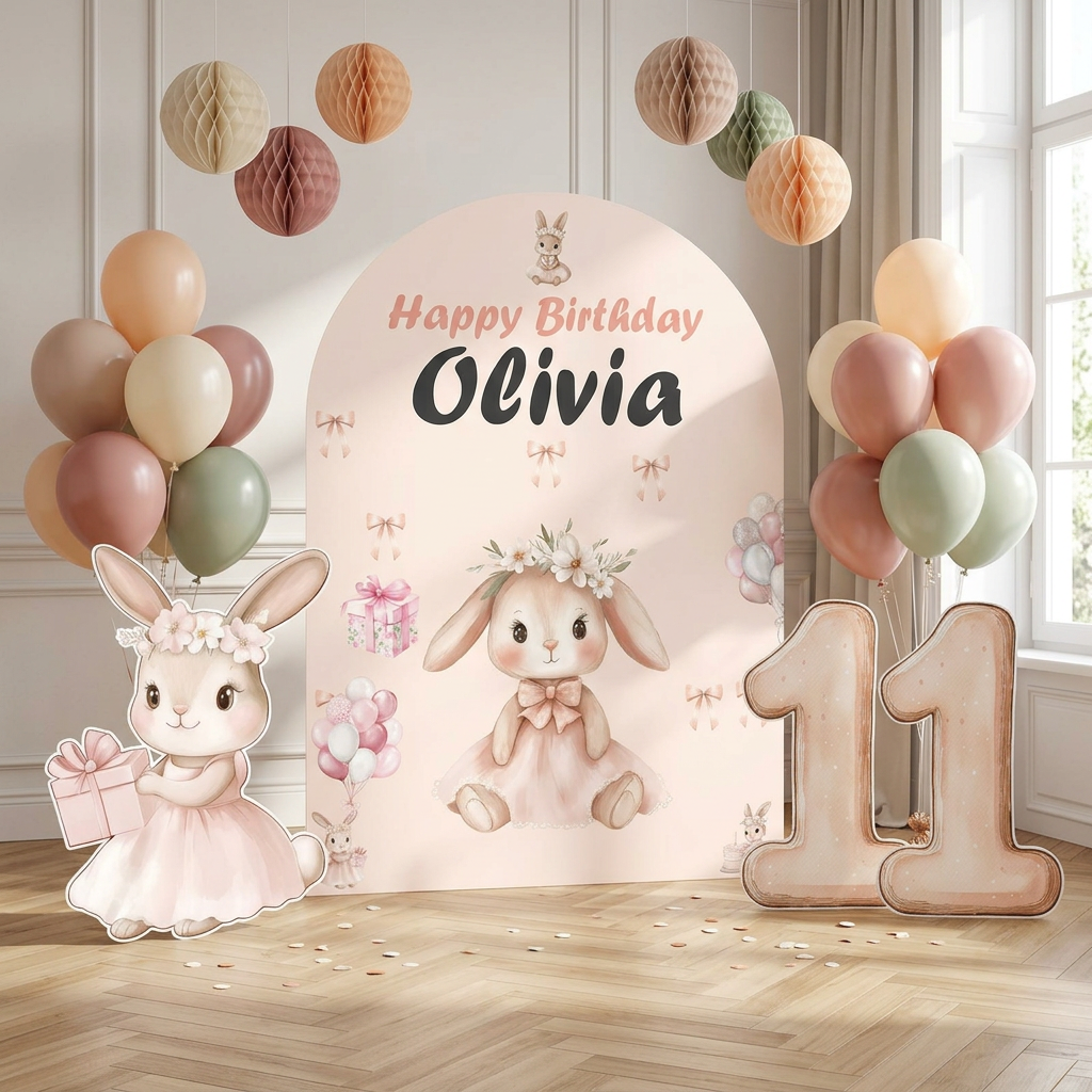Bunny Birthday Backdrop Set - display 2