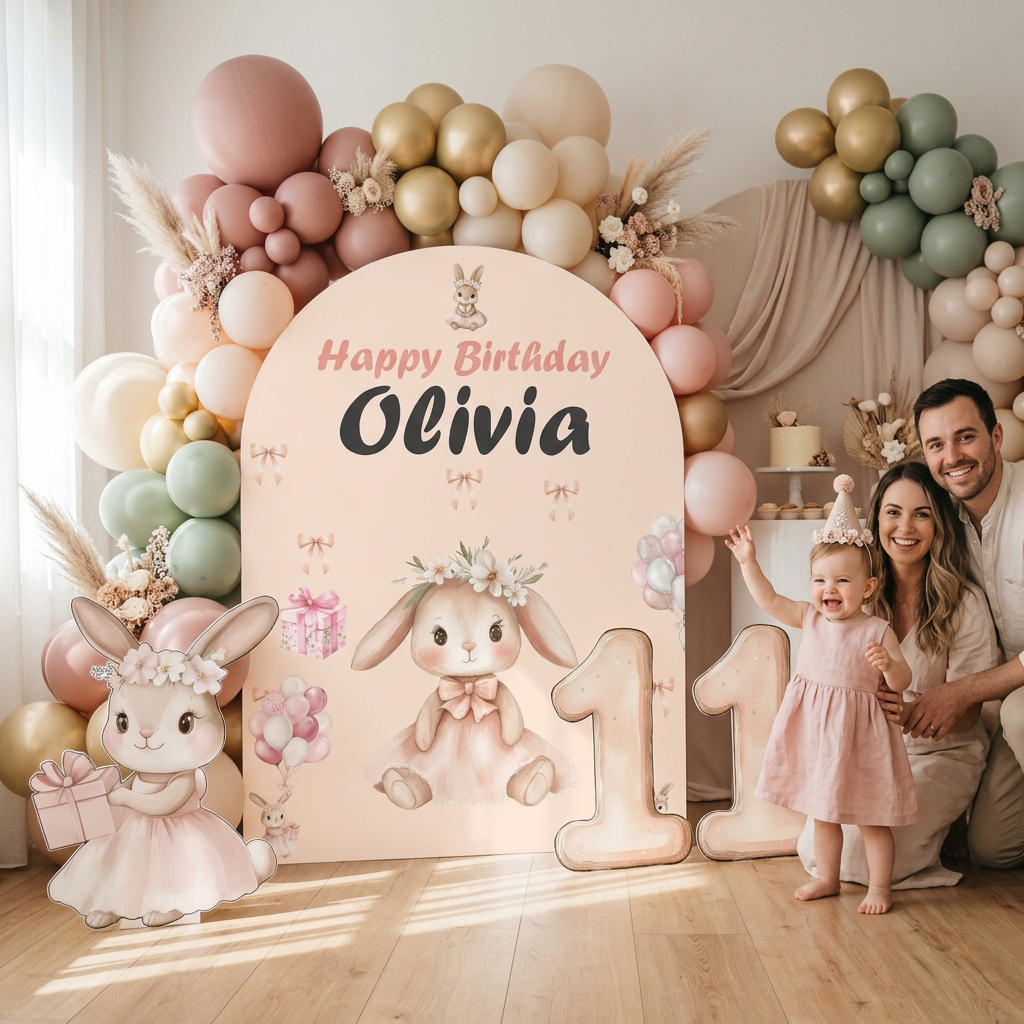 Bunny Birthday Backdrop Set - display 3