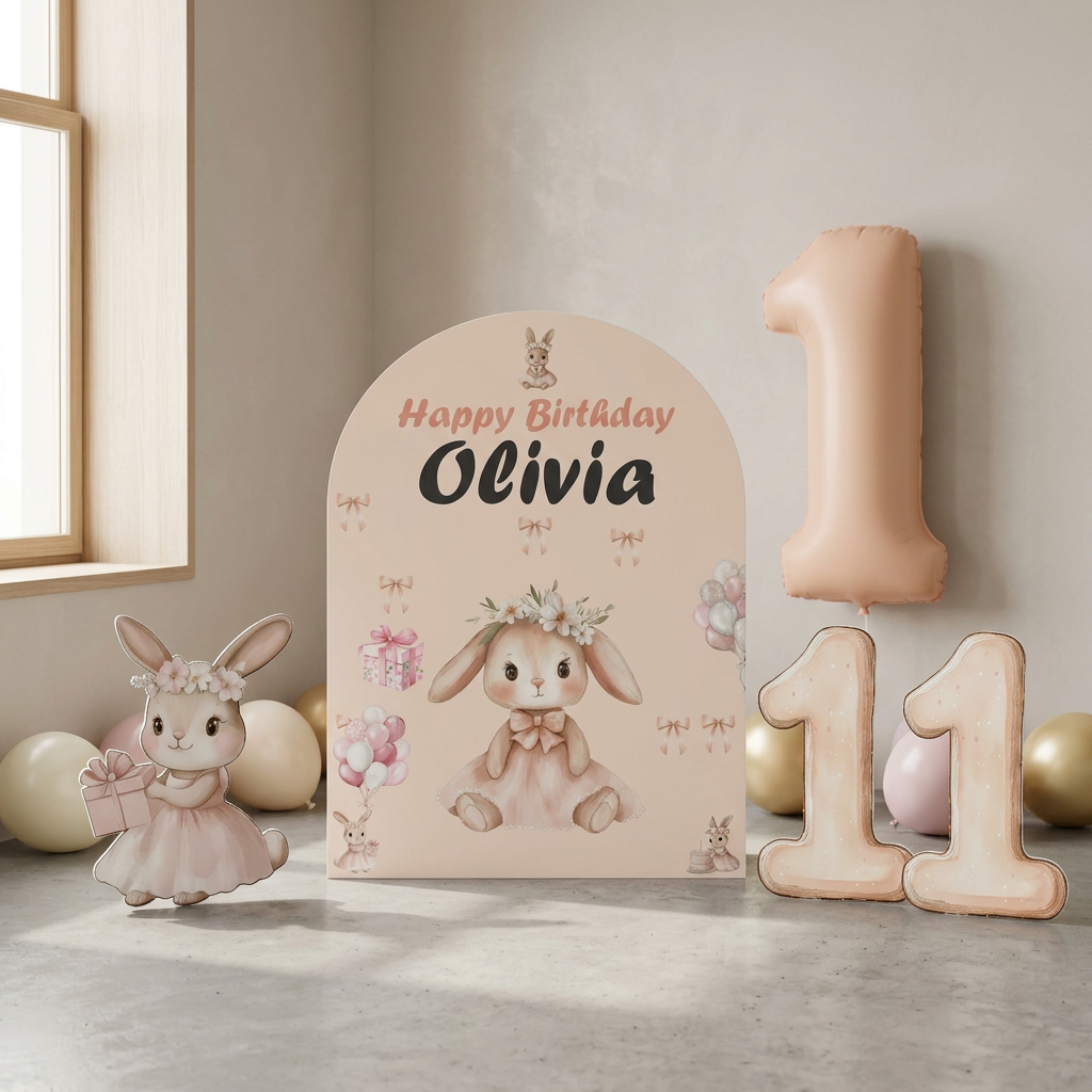 Bunny Birthday Backdrop Set - display 5