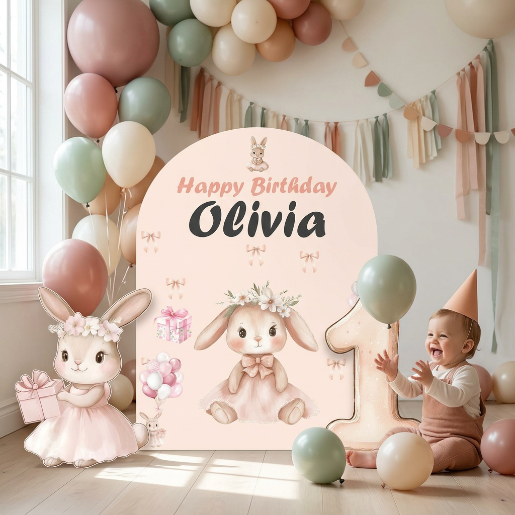Bunny Birthday Backdrop Set - display 6