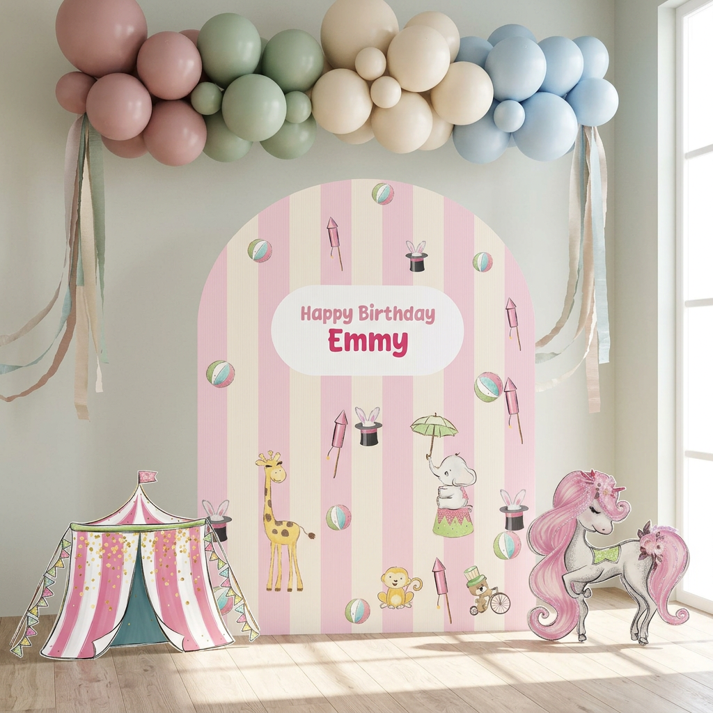 Pink Circus Birthday Backdrop Set - display 1
