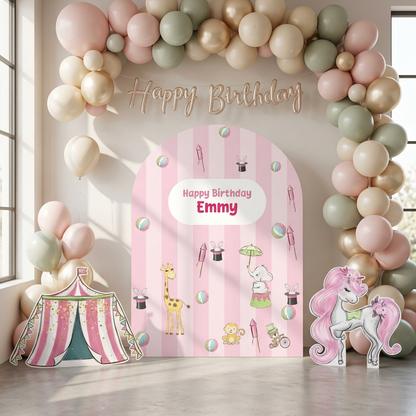 Pink Circus Birthday Backdrop Set - display 4