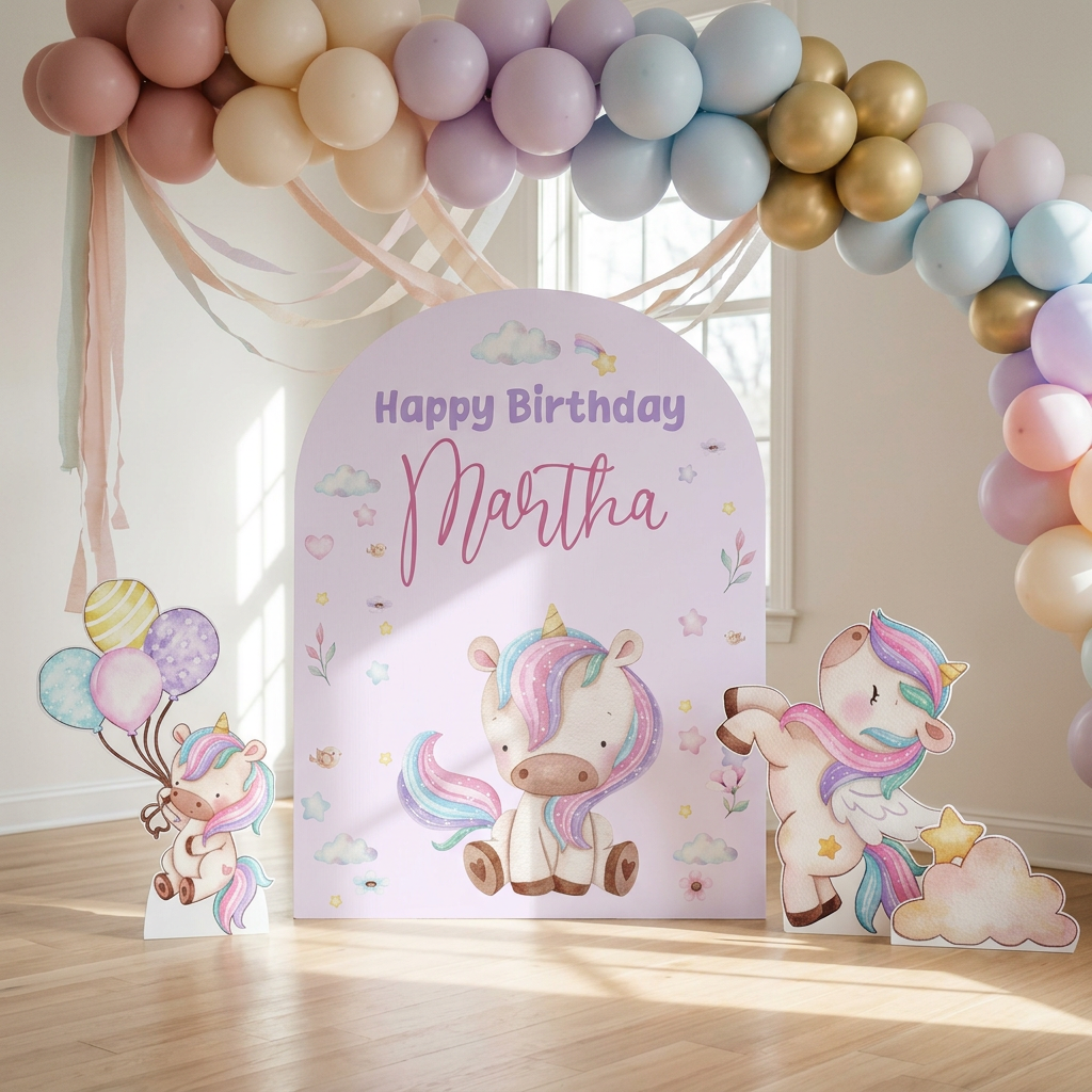 Unicorn Birthday Backdrop Set - display 1