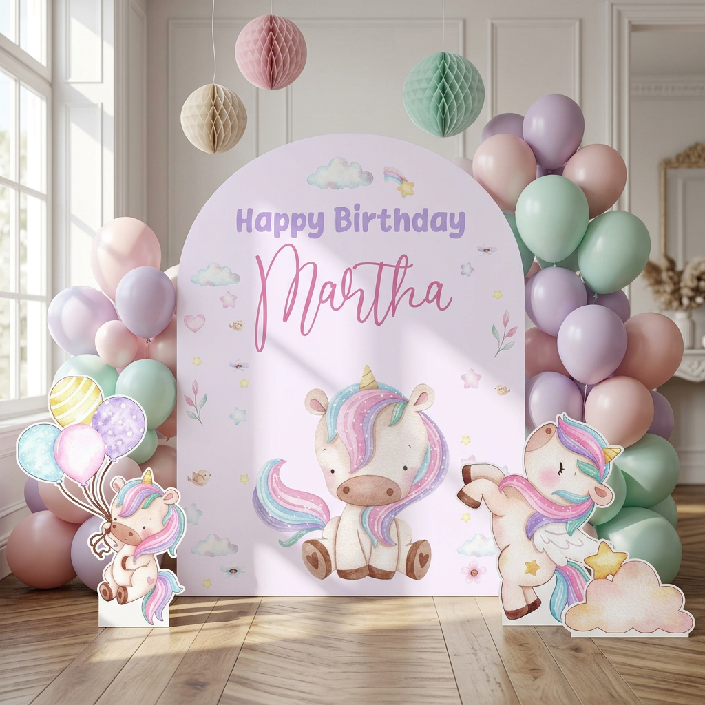 Unicorn Birthday Backdrop Set - display 2