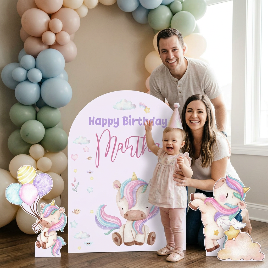 Unicorn Birthday Backdrop Set - display 3