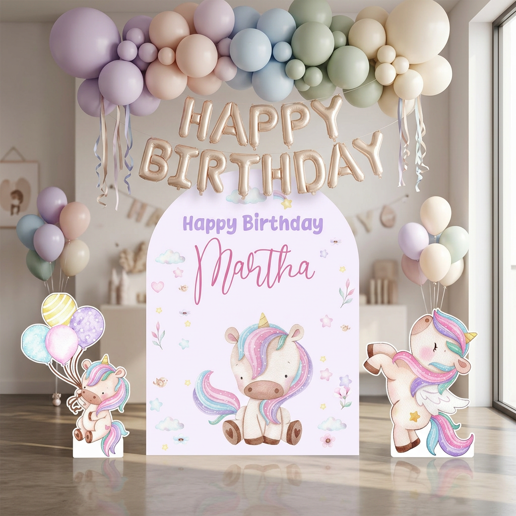 Unicorn Birthday Backdrop Set - display 4