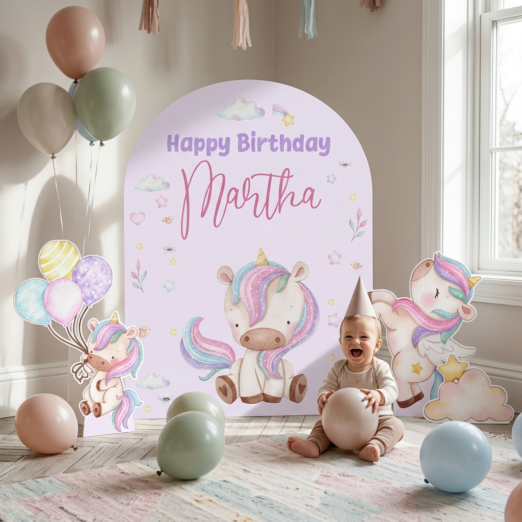 Unicorn Birthday Backdrop Set - display 6