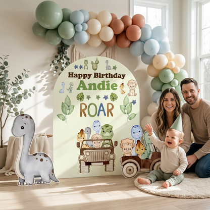 Dinosaur Safari Birthday Backdrop Set - display 3