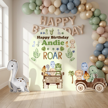 Dinosaur Safari Birthday Backdrop Set - display 4