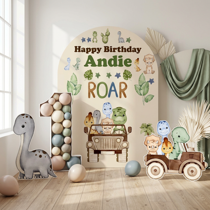 Dinosaur Safari Birthday Backdrop Set - display 5