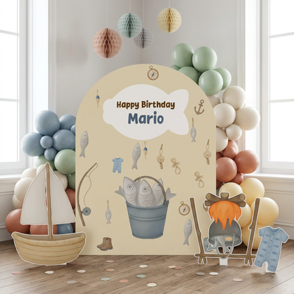 Gone Fishing Birthday Backdrop Set - display 2