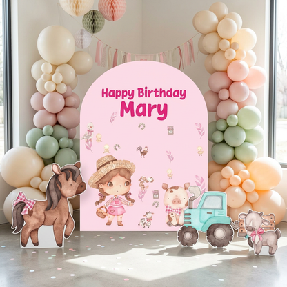 Pink Farm Birthday Backdrop Set - display 2