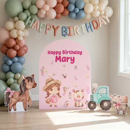 Pink Farm Birthday Backdrop Set - display 4