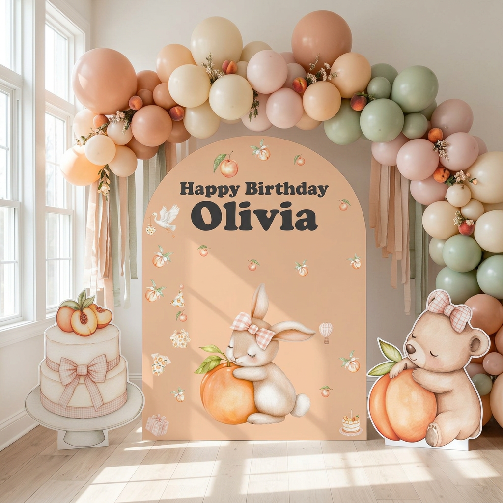 Peach Birthday Backdrop Set - display 1