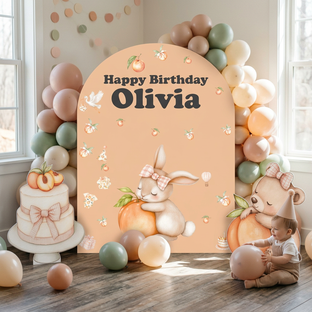 Peach Birthday Backdrop Set - display 6