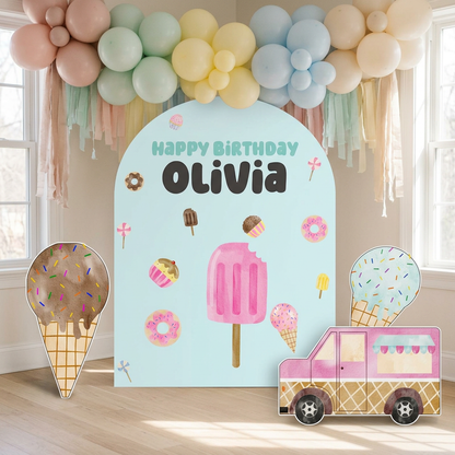 Ice Cream Birthday Backdrop Set - display 1