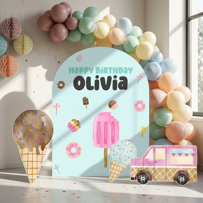 Ice Cream Birthday Backdrop Set - display 2