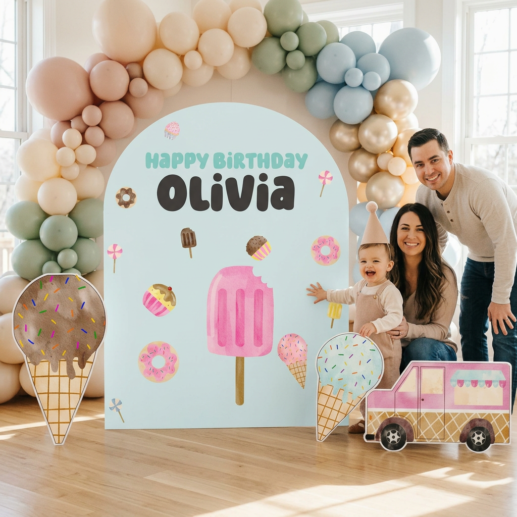 Ice Cream Birthday Backdrop Set - display 3