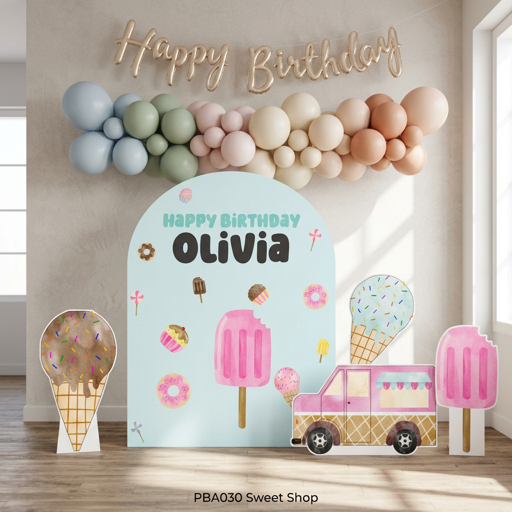 Ice Cream Birthday Backdrop Set - display 4