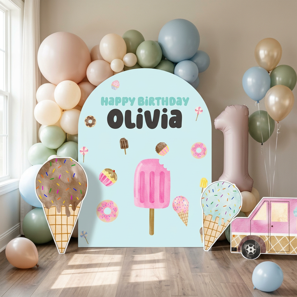 Ice Cream Birthday Backdrop Set - display 5