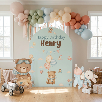 Woodland Airplane Birthday Backdrop Set - display 1
